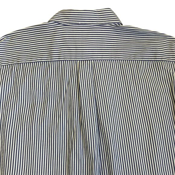 Escada Sport Vintage Blue & White Striped Long Sleeve Crested Button-up Shirt - Picture 11 of 16